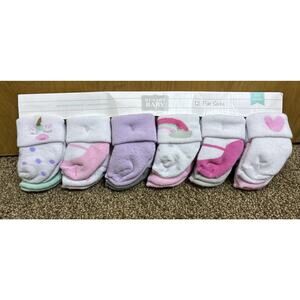 New Hudson Baby 0-3 mth 12 pairs Unicorn & Rainbow Pattern socks